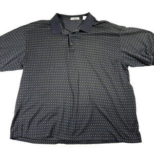 Louis Roth Mens Polo Shirt XXL Black Gold Pattern 90s Vintage Made in Korea